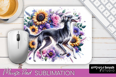 Saluki Mouse Pad Design - Dog Mom Floral Mousepad Sublimation Sublimation OrangeBrushStudio 