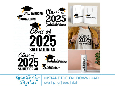 Salutatorian 2025 Graduation SVG Bundle clipart graphics SVG Kyanite Sky Digitals 