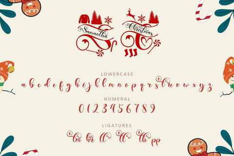 Samantha Christmas Monogram Font Prasetya Letter 