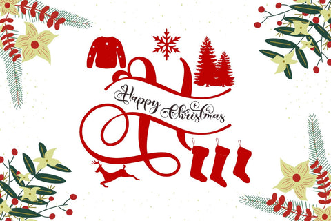 Samantha Christmas Monogram Font Prasetya Letter 