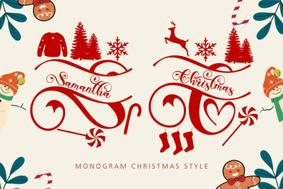 Samantha Christmas Monogram Font Prasetya Letter 