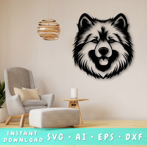 Samoyed Laser SVG Cut File, Samoyed Glowforge File, Samoyed DXF, Samoyed Wall Art SVG SVG HappyDesignStudio 