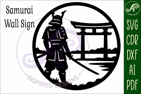 Samurai Wall Art SVG Laser Cut File, Japanese Warrior Torii SVG APInspireddesigns 