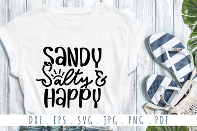 Sandy Salty Happy SVG Funny Summer T-Shirt Quotes SVG dapiyupi store 