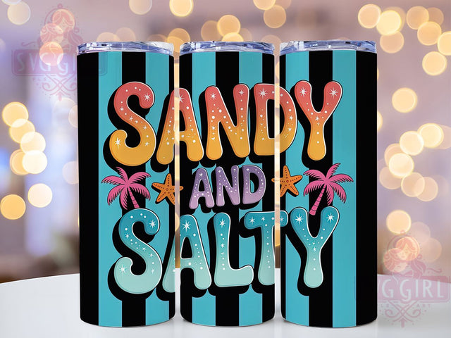 Sandy Salty Quote 20oz Tumbler, Sassy Beach Phrase, Tropical Coastal Design, Sublimation Tumbler Wrap, 20oz Tumbler, Fun Summer Gift, Bright Ocean Style Sublimation SvggirlplusArt 