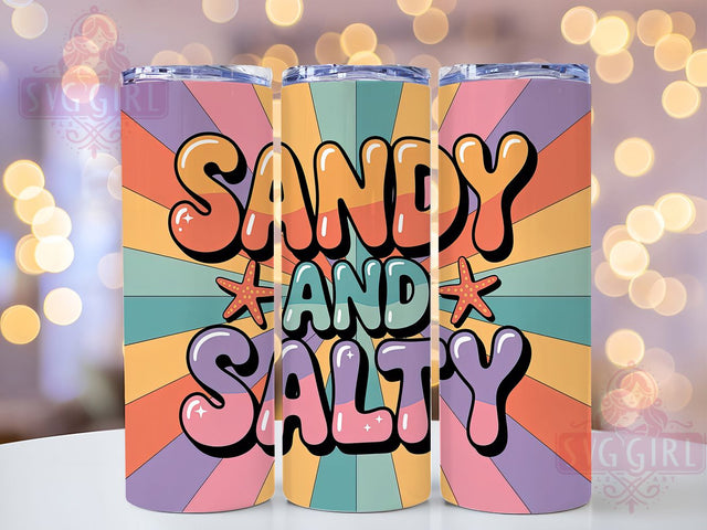 Sandy Salty Quote 20oz Tumbler, Sassy Beach Phrase, Tropical Coastal Design, Sublimation Tumbler Wrap, 20oz Tumbler, Fun Summer Gift, Bright Ocean Style Sublimation SvggirlplusArt 