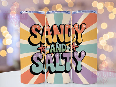 Sandy Salty Quote 20oz Tumbler, Sassy Beach Phrase, Tropical Coastal Design, Sublimation Tumbler Wrap, 20oz Tumbler, Fun Summer Gift, Bright Ocean Style Sublimation SvggirlplusArt 