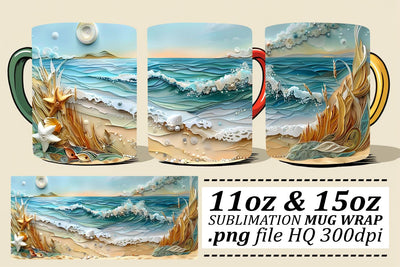 Sandy Serenity Mug Sublimation Design Sublimation afrosvg 
