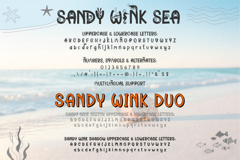 Sandy Wink Fonts | Playful Sea Font Family with 5 Cute Style Font TonisArtStudio 