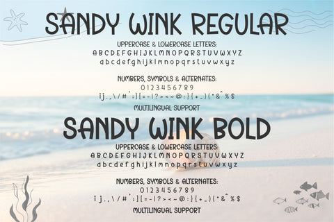 Sandy Wink Fonts | Playful Sea Font Family with 5 Cute Style Font TonisArtStudio 