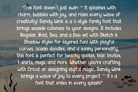 Sandy Wink Fonts | Playful Sea Font Family with 5 Cute Style Font TonisArtStudio 