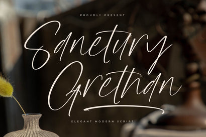 Sanetury Grethan - Elegant Modern Script Font Letterena Studios 