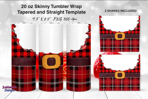 Santa 20 oz Skinny Tumbler Wrap | Christmas Tumbler Wrap Sublimation Design Sublimation Sublimatiz Designs 