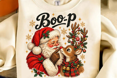 Santa and Reindeer Boop Nose PNG Sublimation SVGista 