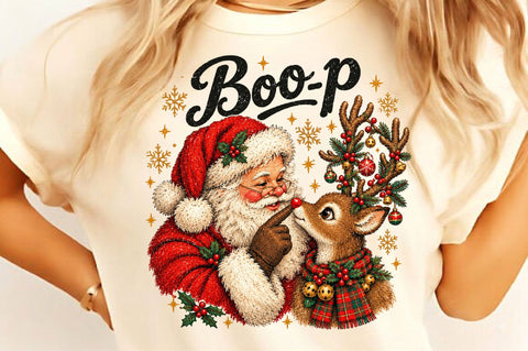 Santa and Reindeer Boop Nose PNG Sublimation SVGista 