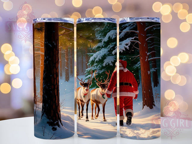 Santa And Reindeer Christmas Tumbler, Christmas Santa Art, Reindeer Tumbler, 20Oz Wrap Design, Holiday Sublimation, Santa And Reindeer, Festive Christmas Design Sublimation SvggirlplusArt 