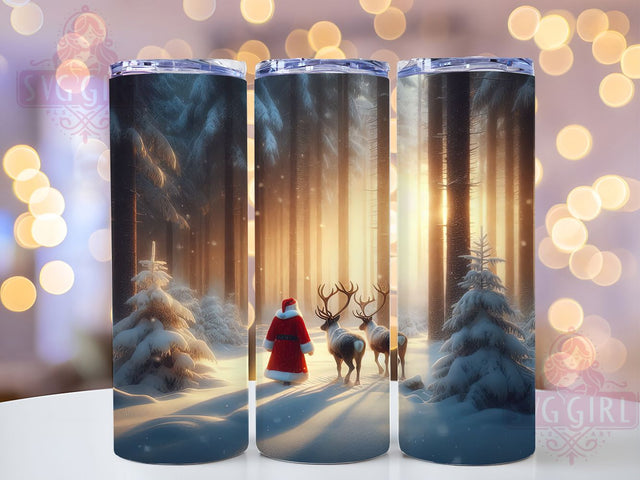 Santa And Reindeer Christmas Tumbler, Christmas Santa Art, Reindeer Tumbler, 20Oz Wrap Design, Holiday Sublimation, Santa And Reindeer, Festive Christmas Design Sublimation SvggirlplusArt 