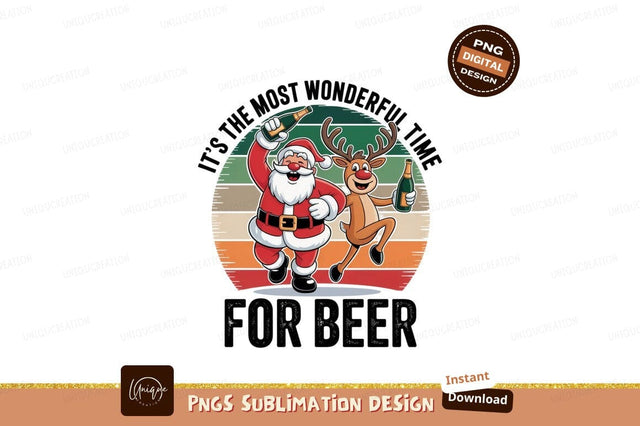 Santa and reindeer drinking beer christmas Sublimation Designangry 