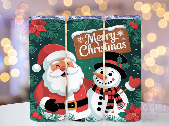Santa and Snowman Christmas Tumbler, Christmas Wrap Design, Holiday Sublimation Cup, Festive Santa Mug, 20Oz Skinny Tumbler Wrap, Winter Snowman Cup, Cute Christmas Design Sublimation SvggirlplusArt 