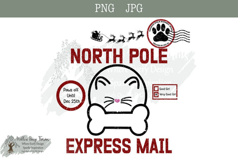 Santa Bag Design for Pets – PNG & JPG – North Pole Express Mail Christmas toy bag for pets Christmas gift bag dog and cat secret Santa bag Sublimation Willow Paige Farms 