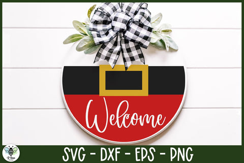 Santa Belt SVG | Christmas Round Sign Design | Welcome Sign SVG B Renee Design 