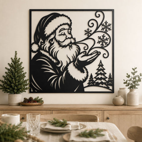 Santa Blowing Snowflakes Laser SVG | Christmas Santa DXF | Santa Claus CNC File | Metal Wall Art | Winter Decor | Plasma Cut File SVG HappyDesignStudio 