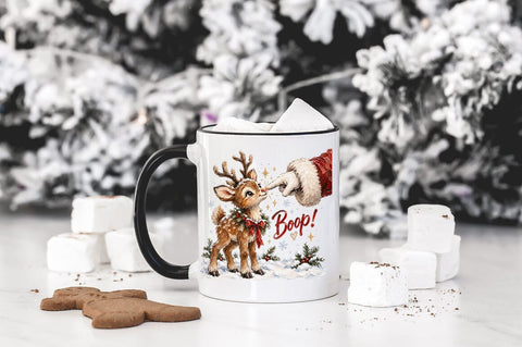 Santa Boop Reindeer PNG, Cute Christmas Reindeer Graphic Sublimation Pickled Thistle Creative 