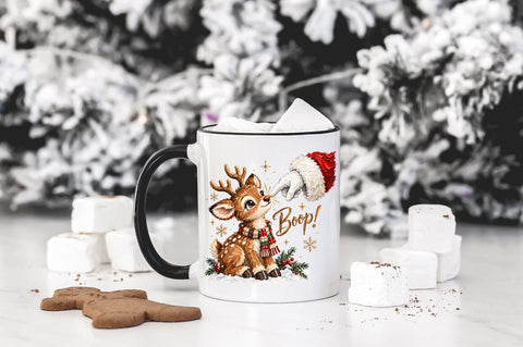 Santa Boop Reindeer PNG, Cute Christmas Reindeer Graphic Sublimation Pickled Thistle Creative 