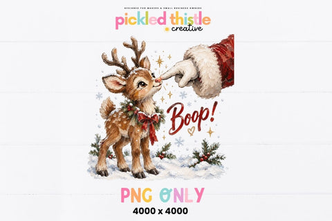 Santa Boop Reindeer PNG, Cute Christmas Reindeer Graphic Sublimation Pickled Thistle Creative 