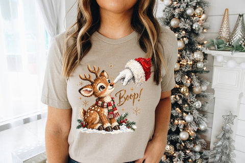 Santa Boop Reindeer PNG, Cute Christmas Reindeer Graphic Sublimation Pickled Thistle Creative 