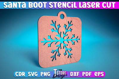 Santa Boot Stencil Laser Cut | Christmas Design | Snowflake | Christmas Tree Toy | CNC Files SVG The T Store Design 