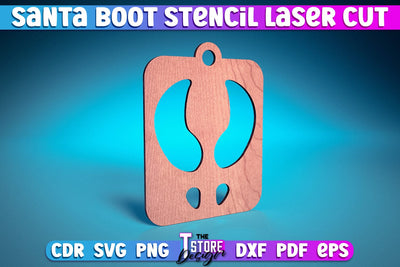 Santa Boot Stencil Laser Cut | Christmas Design | Snowflake | Christmas Tree Toy | CNC Files SVG The T Store Design 