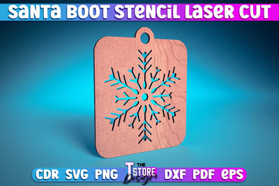Santa Boot Stencil Laser Cut | Christmas Design | Snowflake | Christmas Tree Toy | CNC Files SVG The T Store Design 