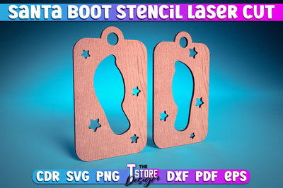 Santa Boot Stencil Laser Cut | Christmas Design | Snowflake | Christmas Tree Toy | CNC Files SVG The T Store Design 