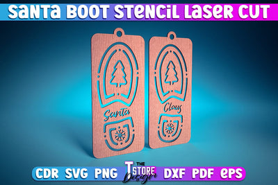 Santa Boot Stencil Laser Cut | Christmas Design | Snowflake | Christmas Tree Toy | CNC Files SVG The T Store Design 