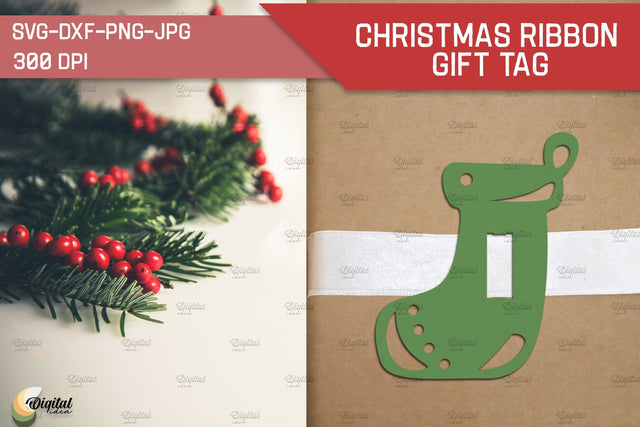 Santa Boot SVG. Christmas Ribbon Gift Tag Paper Cut 3D Paper Evgenyia Guschina 