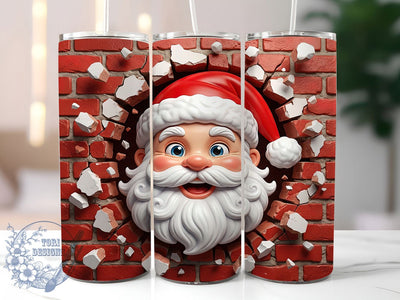 Santa Brick Wall 20oz Tumbler, Santa Brick Wall, Brick Wall Tumbler, Santa Tumbler, Santa Wall PNG, Brick Wall PNG, Christmas Santa, 20oz Tumbler Wrap Sublimation ToriDesigns 