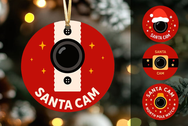 Santa cam christmas ornaments for kids Sublimation KMarinaDesign 