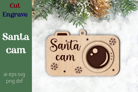 Santa camera svg, Christmas ornament Laser engraving SVG AnastasiyaArtDesign 