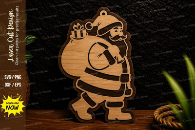 Santa Carrying Gifts Ornament Laser Cut Svg Design SVG Regulrcrative 