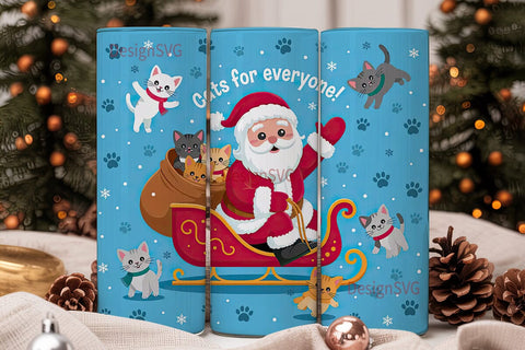 Santa Cats Christmas 20oz Tumbler Wrap Sublimation DesignSVG 