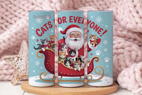 Santa Cats Christmas 20oz Tumbler Wrap Sublimation DesignSVG 