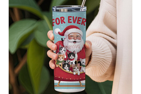 Santa Cats Christmas 20oz Tumbler Wrap Sublimation DesignSVG 