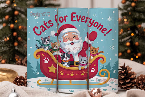 Santa Cats Christmas 20oz Tumbler Wrap Sublimation DesignSVG 