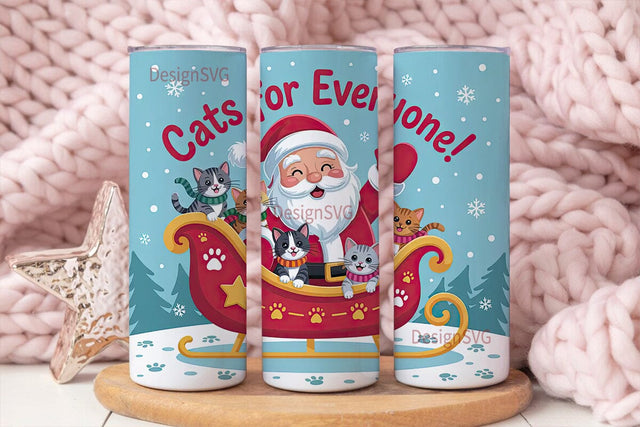 Santa Cats Christmas 20oz Tumbler Wrap Sublimation DesignSVG 