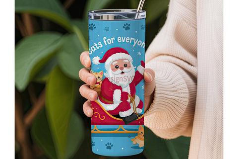 Santa Cats Christmas 20oz Tumbler Wrap Sublimation DesignSVG 