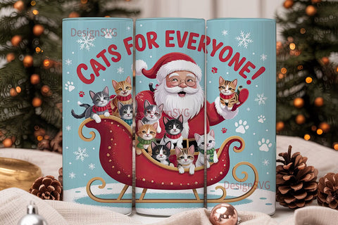 Santa Cats Christmas 20oz Tumbler Wrap Sublimation DesignSVG 