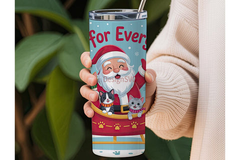 Santa Cats Christmas 20oz Tumbler Wrap Sublimation DesignSVG 