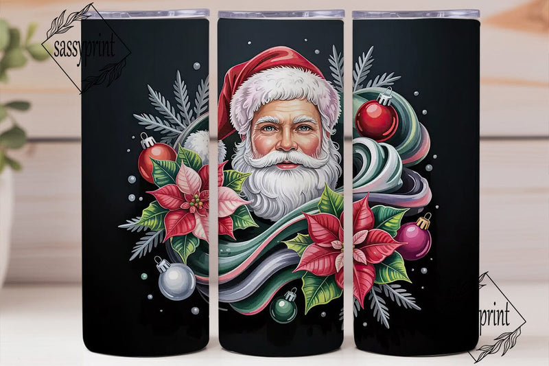 Santa Christmas Floral 20oz Tumbler Sublimation sassyprint 