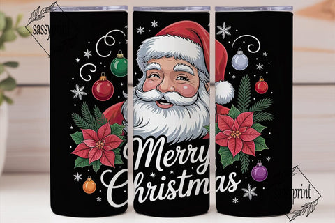 Santa Christmas Floral 20oz Tumbler Sublimation sassyprint 